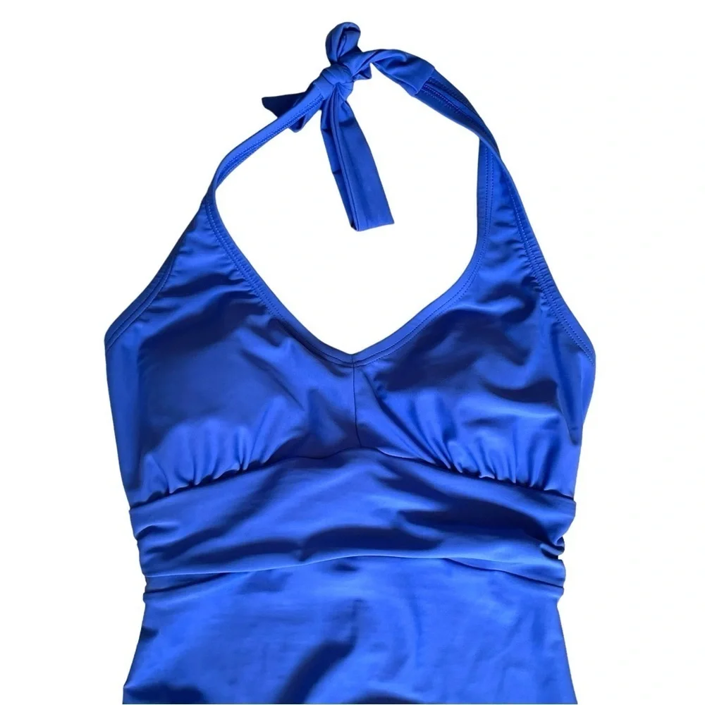 SPEEDO Halter One Piece Bathing Suit Royal Blue 6